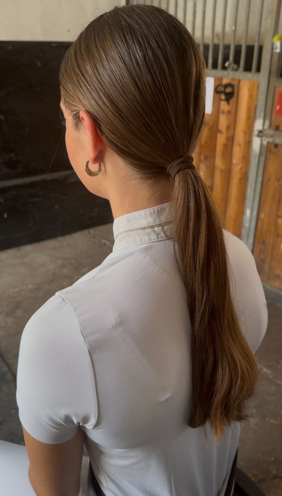 Fine hair in a ponytail before styling